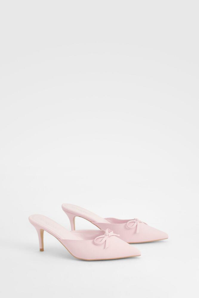 boohoo Womens Wide Width Bow Detail Backless Pumps - Pink Cover