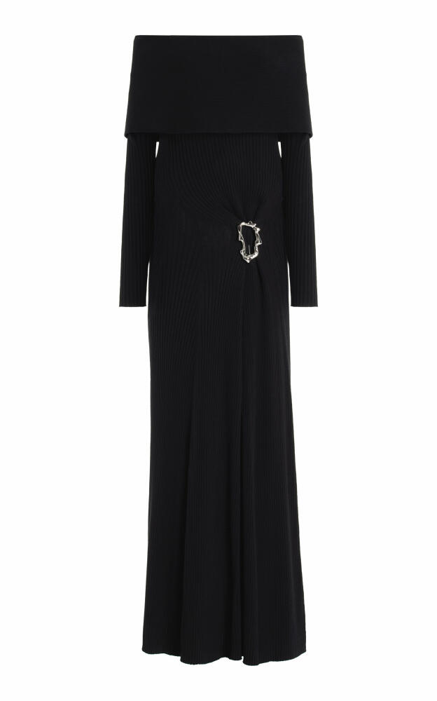 Anna Quan - Phoebe Off-The-Shoulder Knit-Cotton Maxi Dress - Black Cover