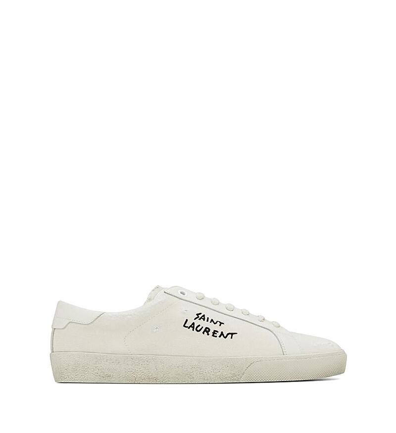 Saint Laurent Court Classic Sl/06 Embroidered Sneakers in Canvas and Leather Cover