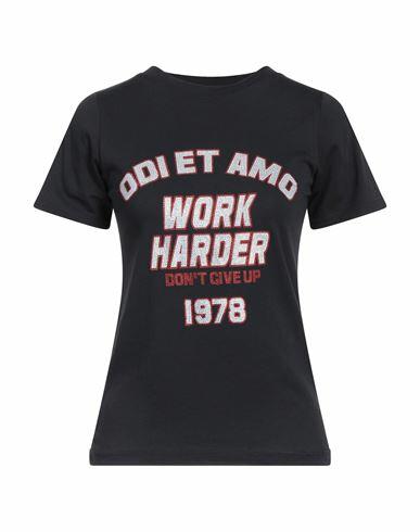 Odi Et Amo Woman T-shirt Black Cotton Cover