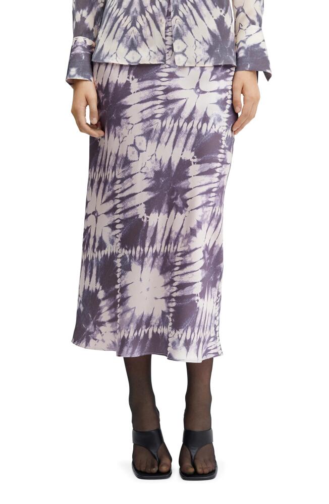 MANGO Tie Dye Satin Midi Skirt in Light/Pastel Purple Cover