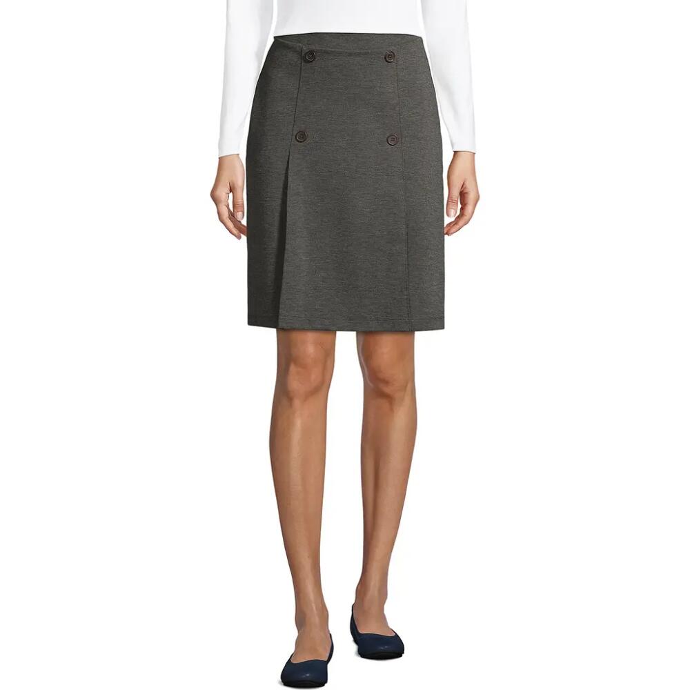 Lands' End School Uniform Ponte Button Front Skort in Charcoal Heather Cover