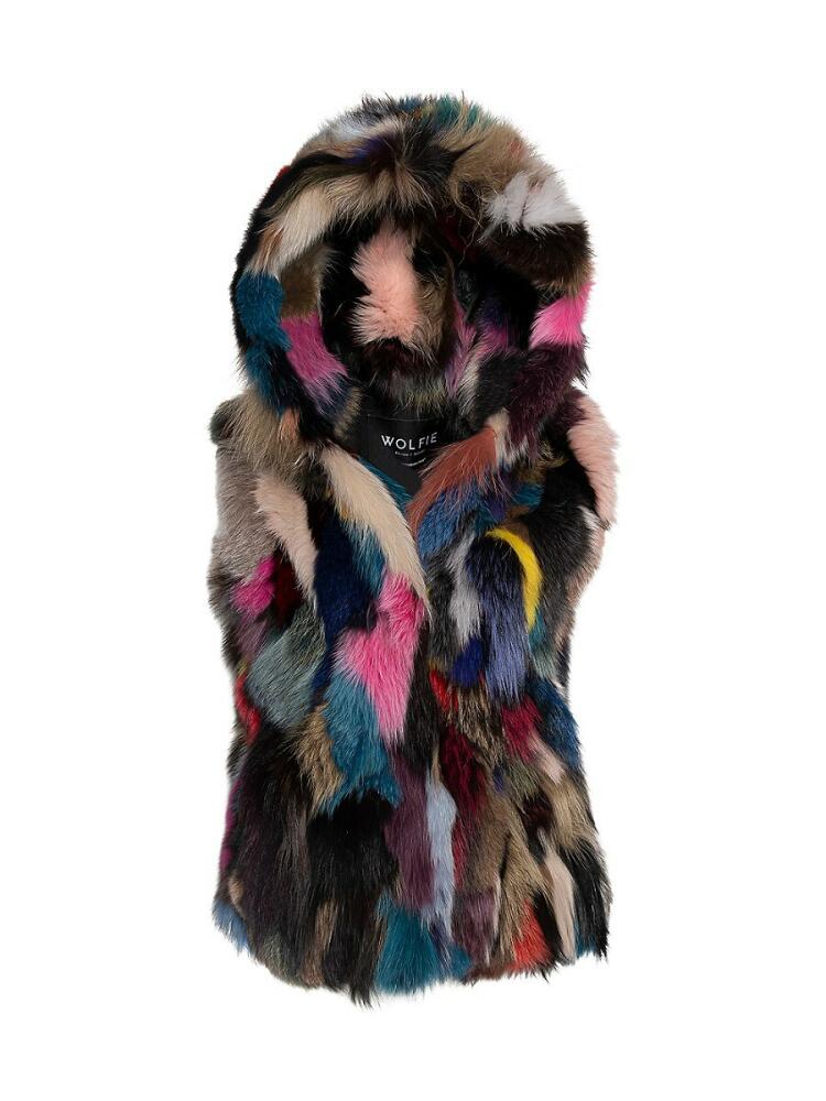 WOLFIE FURS Women's Made For Generations Collection Toscana Shearling Vest - Pink Multi Cover