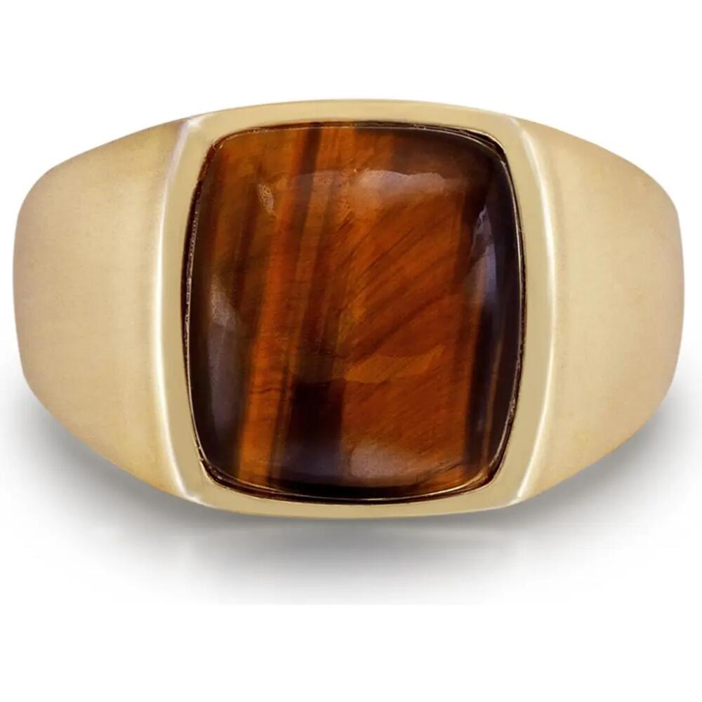 LuvMyJewelry Chatoyant Red Tiger Eye Quartz Sterling Silver Men Signet Ring in 14Kt Gold Vermeil On Sterling Cover