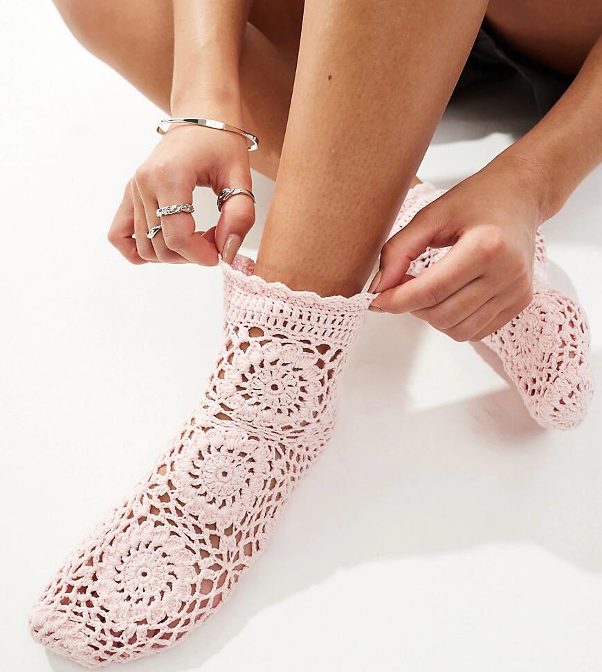 Reclaimed Vintage crochet socks in pink Cover