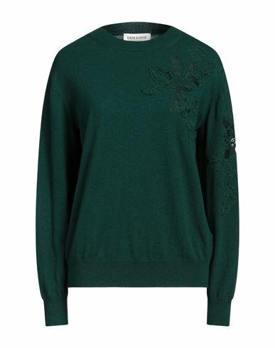 Ermanno Firenze Woman Sweater Dark green Cotton, Polyamide, Polyester, Viscose, Wool Cover