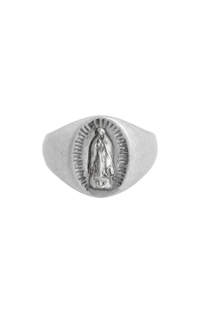 AllSaints Saint Sterling Silver Signet Ring in Warm Silver Cover