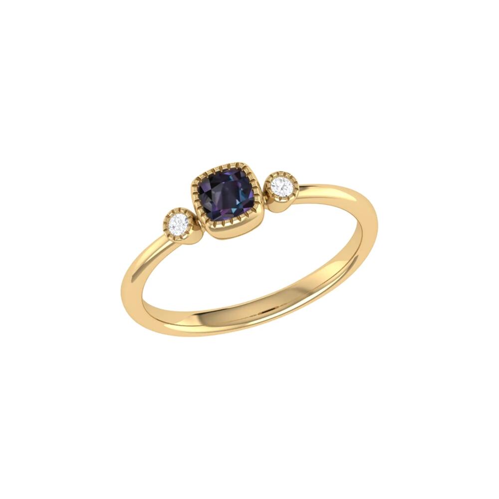 LuvMyJewelry Cushion Cut Alexandrite & Diamond Birthstone Ring in 14K Gold in Yellow Gold Cover