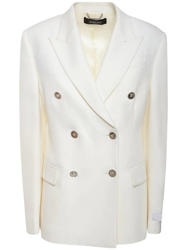 VERSACE Double Breast Stretch Wool Jacket Cover