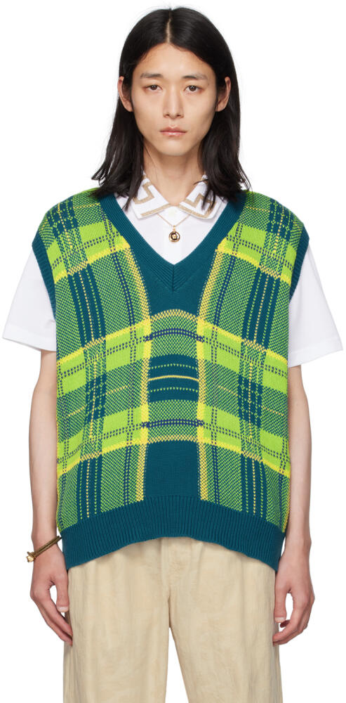 Versace Blue & Green Check Vest Cover