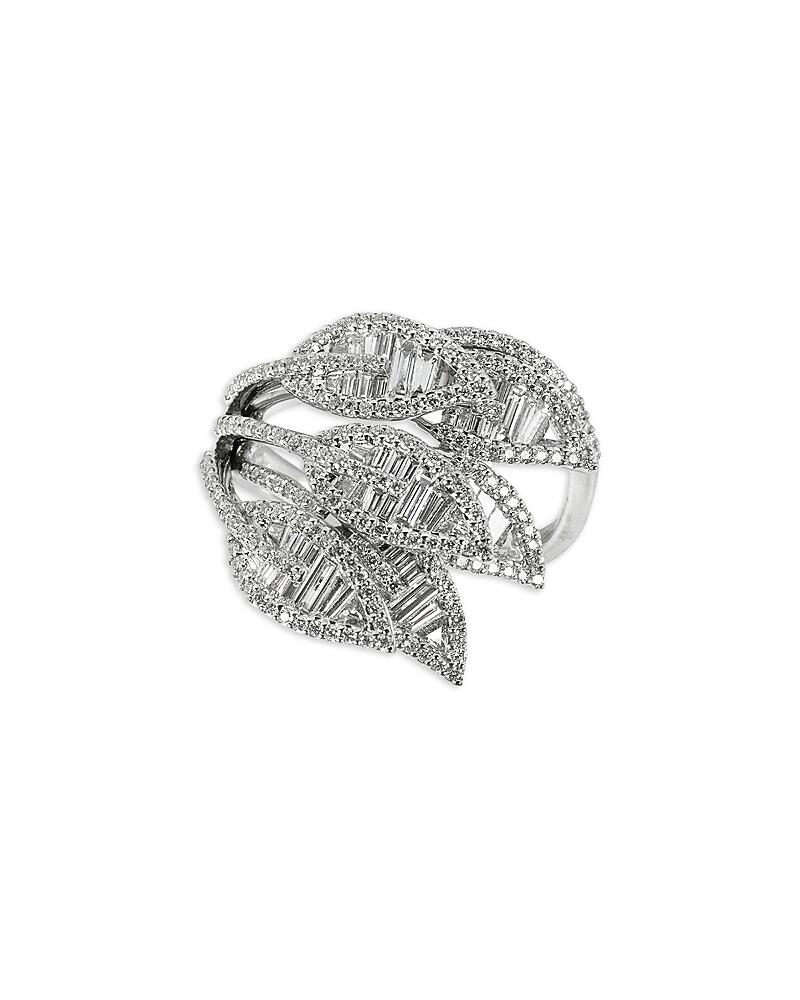 Zydo 18K White Gold Mosaic Diamond Leaf Cluster Ring Cover