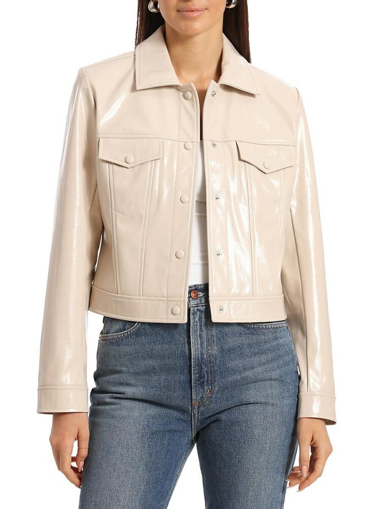 Avec Les Filles Women's Cropped Faux Leather Jacket - Oyster Cover