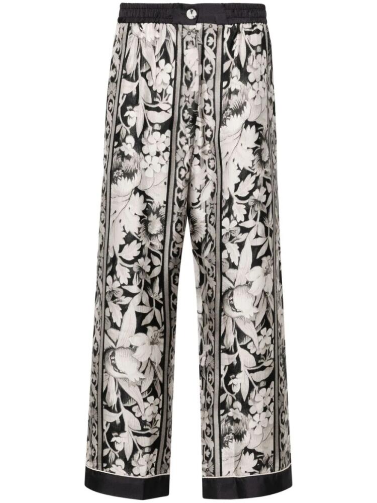 Pierre-Louis Mascia Aloe floral-print silk trousers - Neutrals Cover