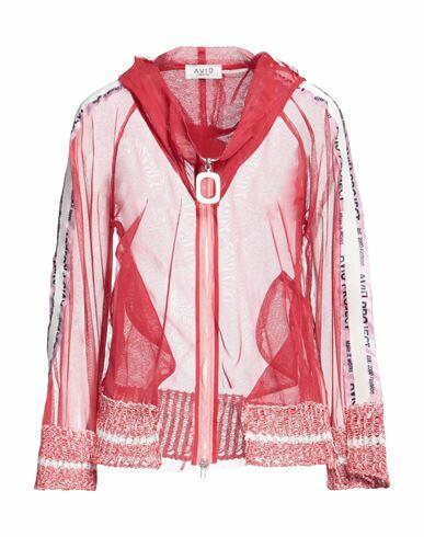 Aviù Woman Jacket Red Polyester, Cotton, Polyamide, Metal Cover