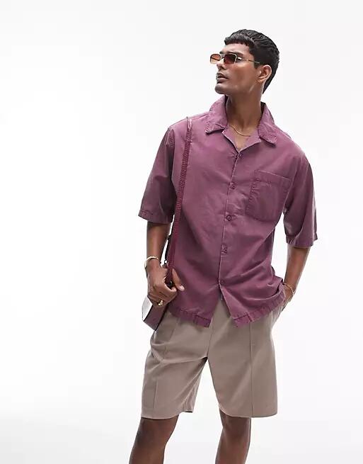 Topman short sleeve relaxed washed shirt in purple Cover