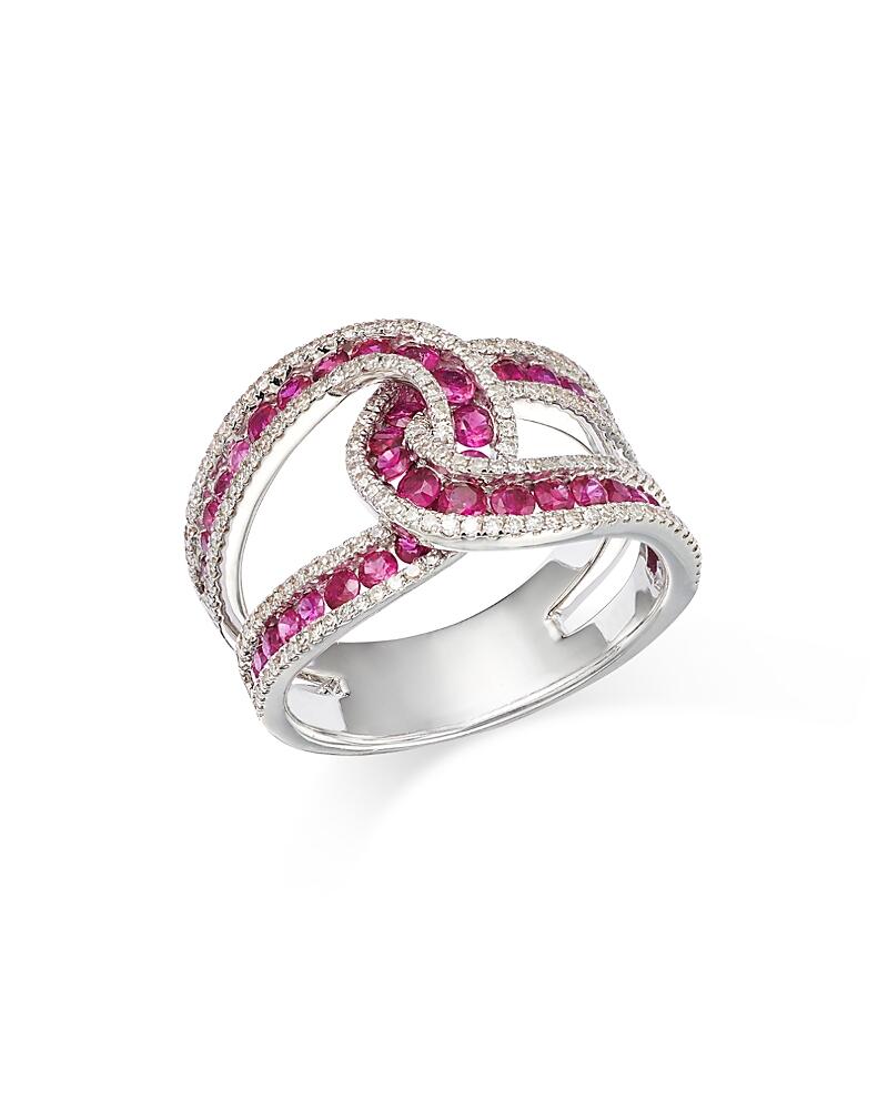 Bloomingdale's Fine Collection Ruby & Diamond Crossover Looped Ring in 14K White Gold Cover