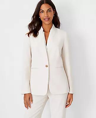 Ann Taylor The Long Collarless Blazer in Fluid Crepe Cover