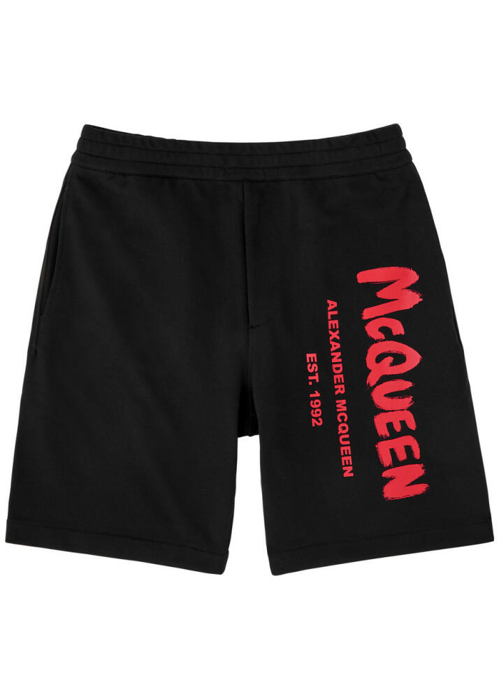 Alexander Mcqueen Logo-print Cotton Shorts - Black Cover