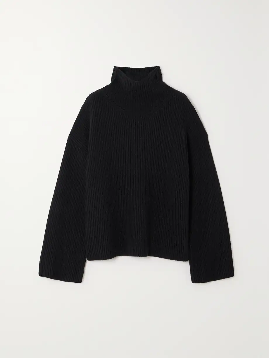 Arch4 - + Net Sustain Frankie Ribbed Cashmere Turtleneck Sweater - Black Cover