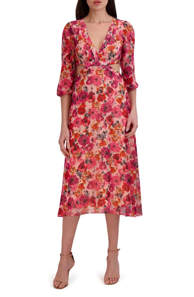 Julia Jordan Floral Cutout Midi Dress in Pink Multi Cover