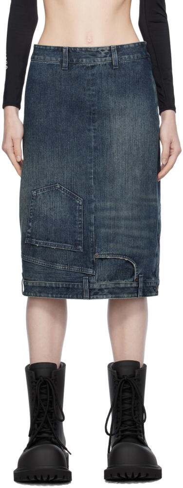 Balenciaga Blue Faded Denim Midi Skirt Cover