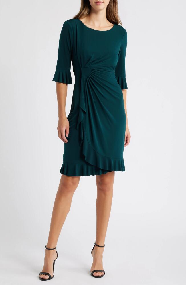 Connected Apparel Ruffle Pleat Dress in Hunter Cover