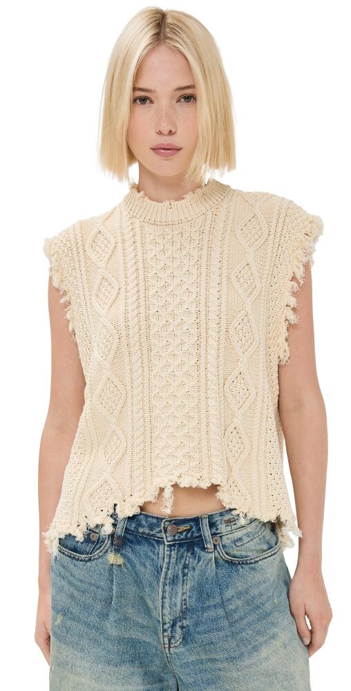 R13 Boyfriend Cable Sweater Vest Cream Cable Cover