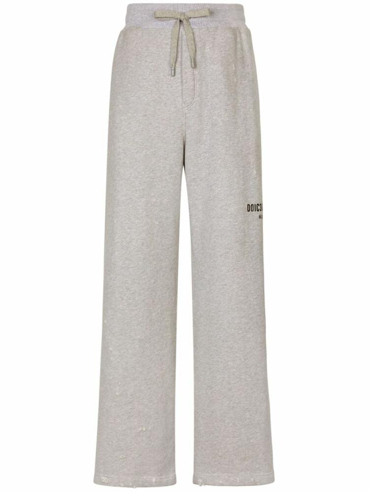 Dolce & Gabbana logo-print cotton track pants - Grey Cover