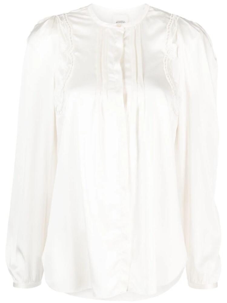 ISABEL MARANT lace-detail pleated blouse - Neutrals Cover