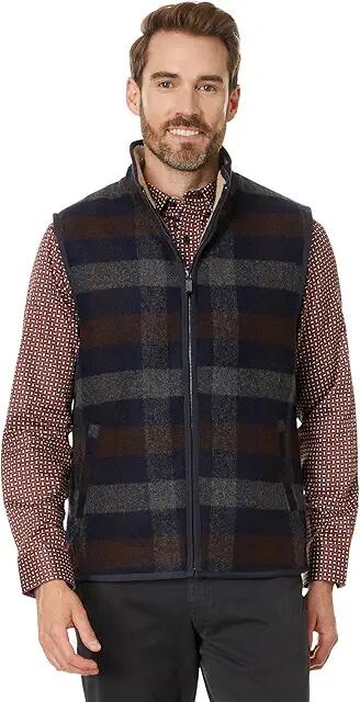 Johnston & Murphy Plaid And Sherpa Vest (Navy) Men's Jacket Cover