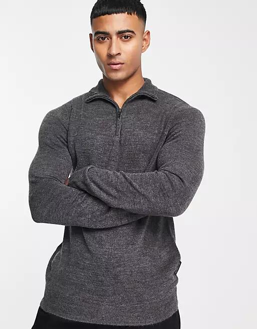 French Connection soft touch half zip sweater in gray Cover