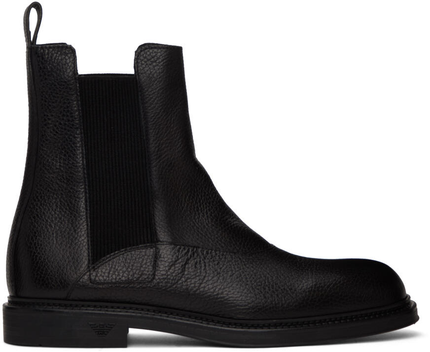 Emporio Armani Black Paneled Chelsea Boots Cover