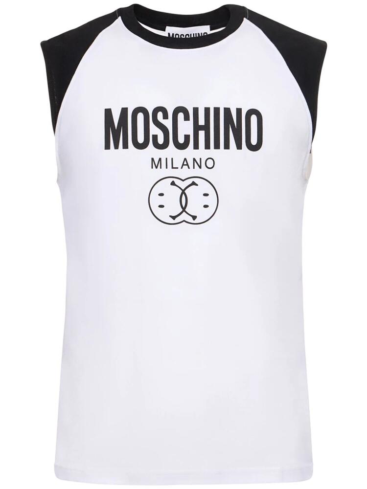 MOSCHINO Logo Print Cotton Jersey Tank Top Cover