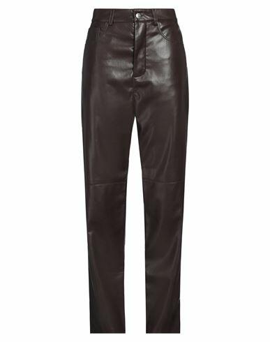 Nanushka Woman Pants Dark brown Polyurethane, Recycled polyester Cover