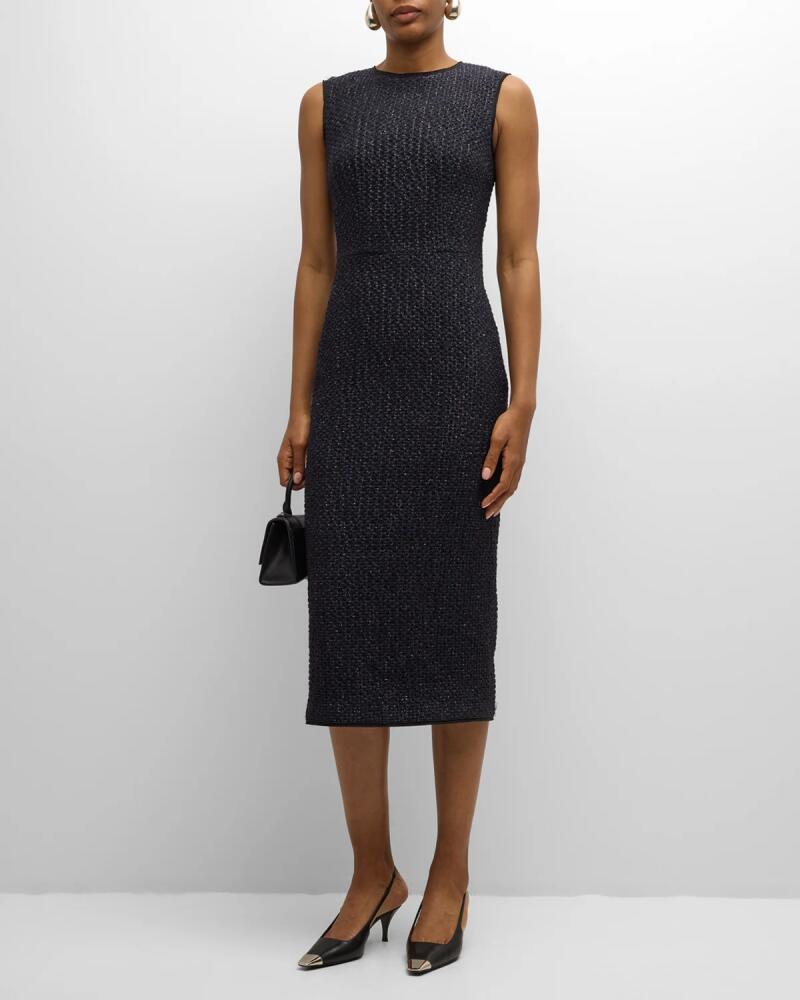 Mantu Sleeveless Metallic Tweed Midi Sheath Dress Cover