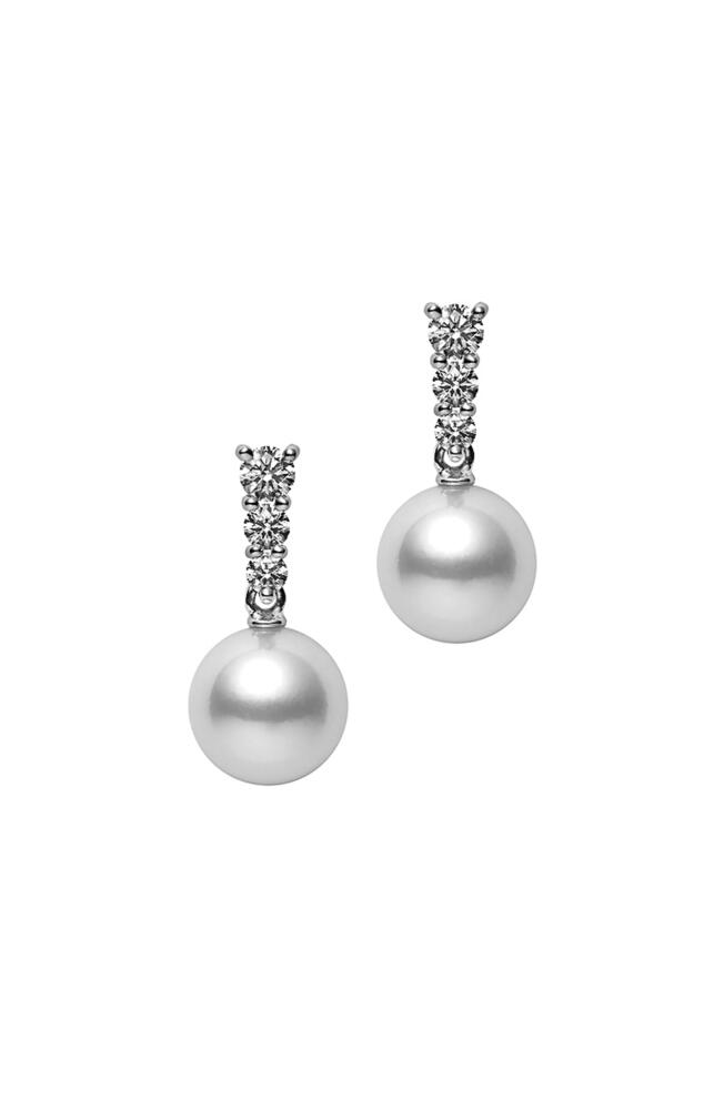 Mikimoto Morning Dew Diamond & Akoya Pearl Drop Earrings in White Gold/Diamond/Pearl Cover