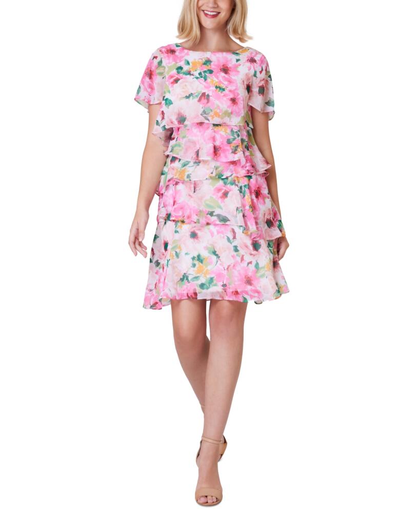 Jessica Howard Floral-Print Tiered Dress - Pink Multi Cover