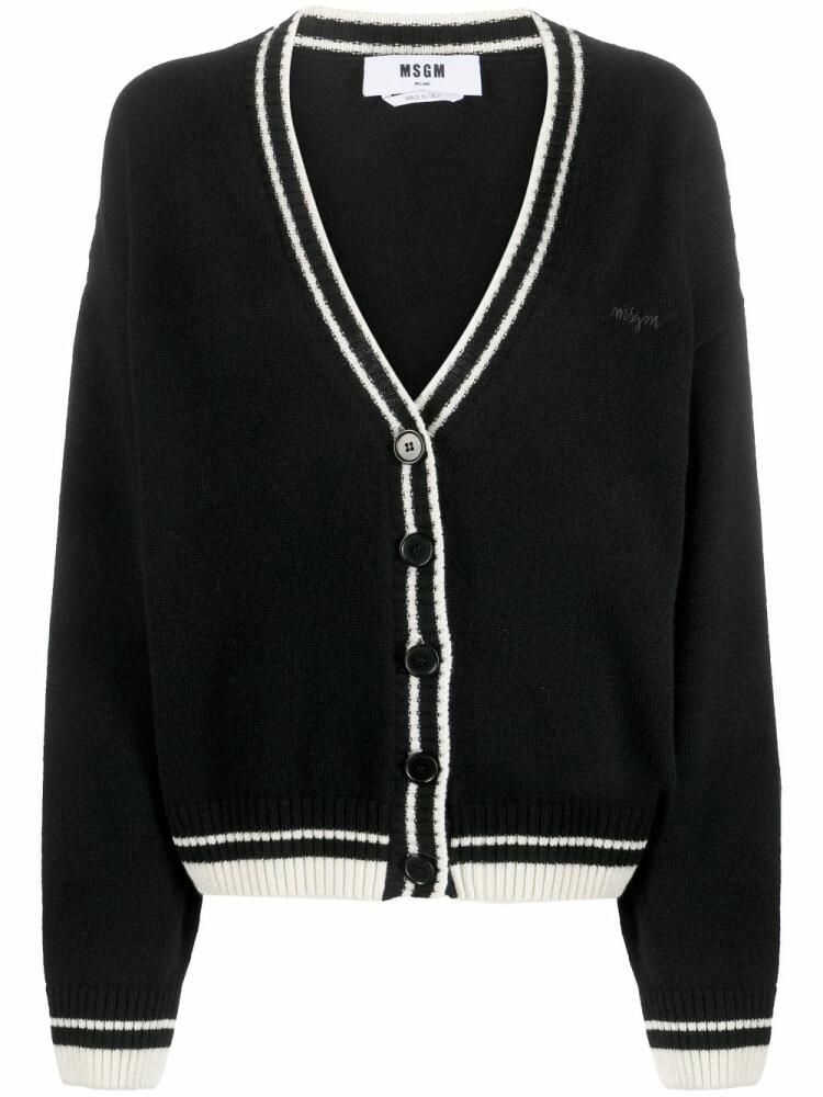 MSGM striped-edge wool-cashmere cardigan - Black Cover