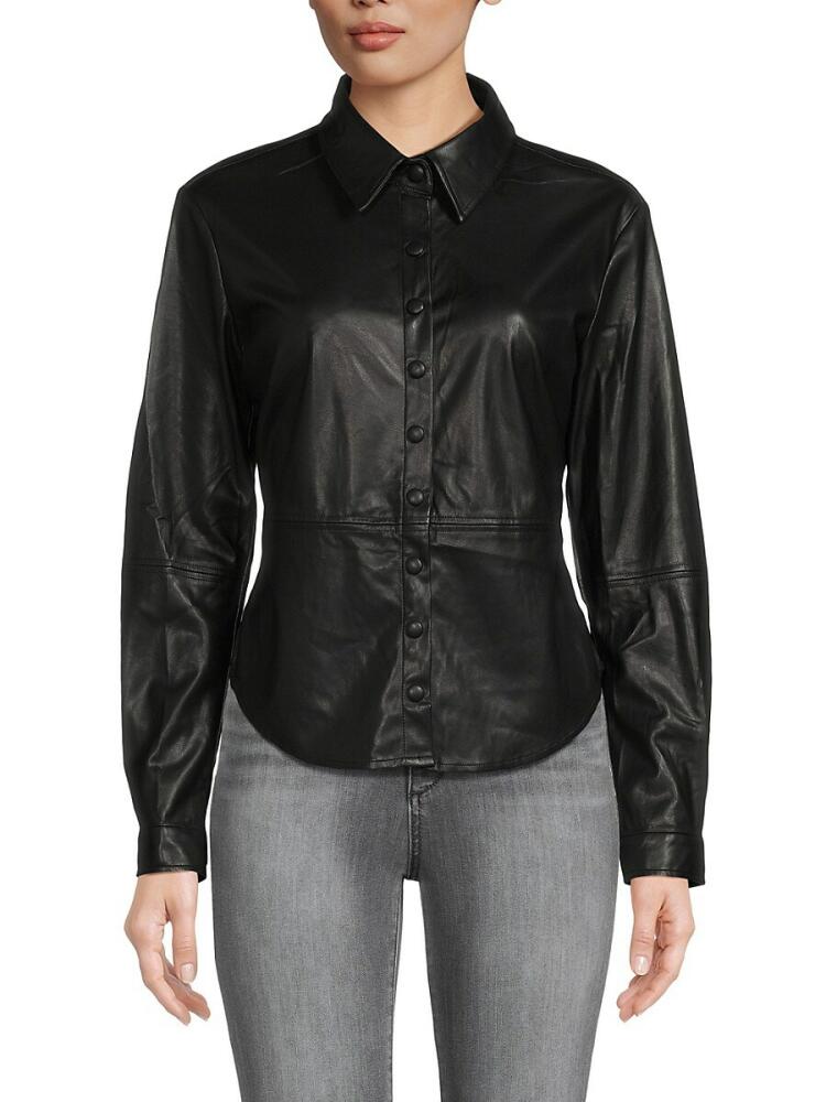 Heartloom Women's Delancey Faux Leather Shirt - Black Cover