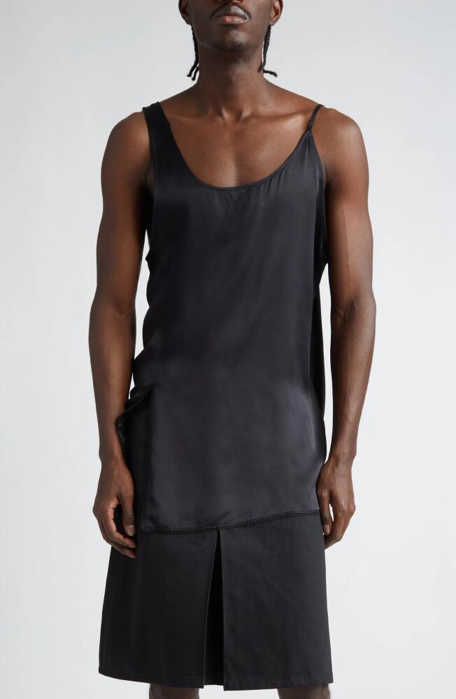 TAKAHIROMIYASHITA TheSoloist. Asymmetric Silk Satin Tank Top in Black Cover