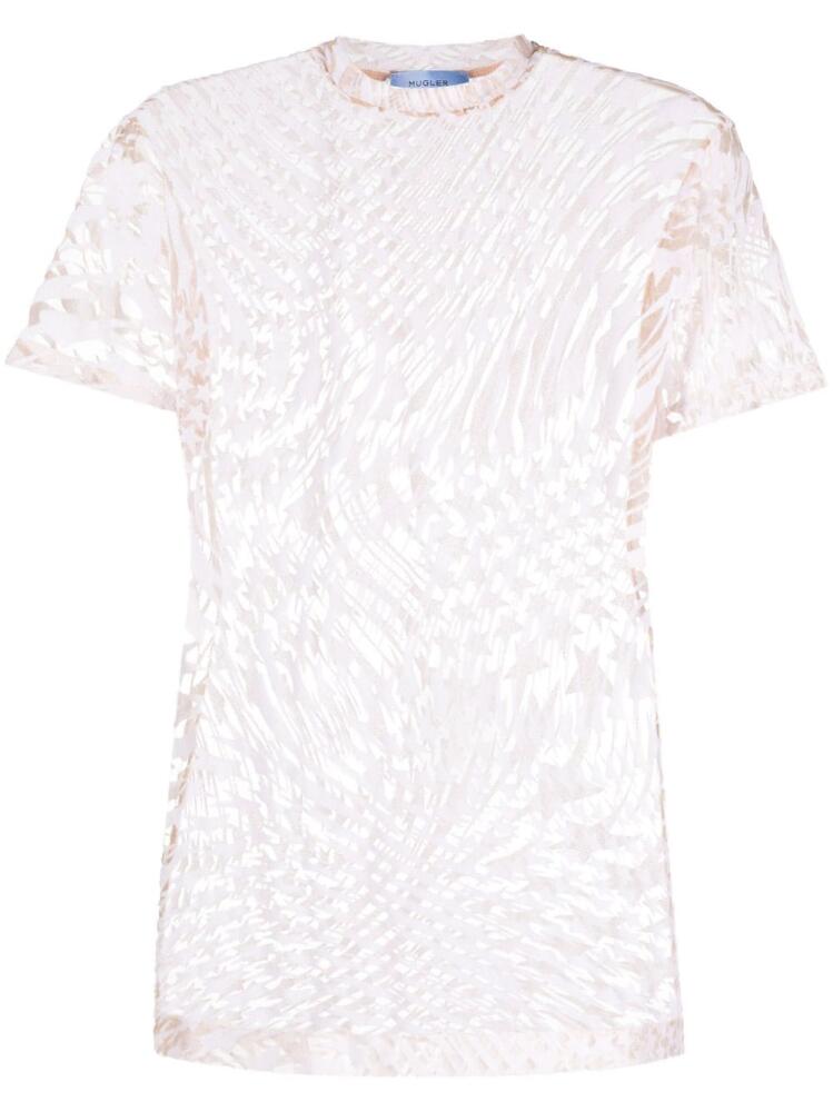 Mugler star-print mesh T-shirt - Neutrals Cover