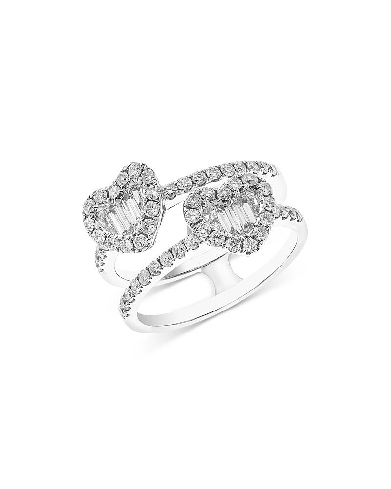 Bloomingdale's Fine Collection Diamond Double Row Heart Ring in 14K White Gold, 1.15 ct. t. w. - Exclusive Cover