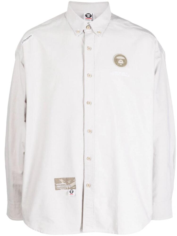 AAPE BY *A BATHING APE® logo-patch cotton shirt - Grey Cover