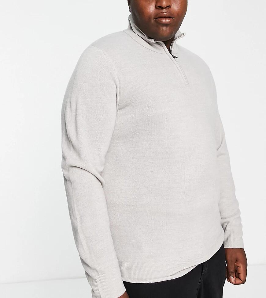 French Connection Plus soft touch half zip sweater in light gray Cover