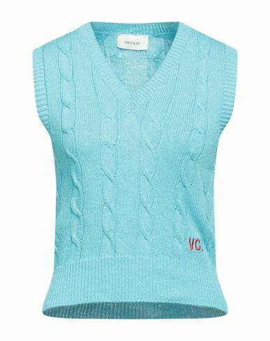 Vicolo Woman Sweater Turquoise Cotton, Acrylic Cover