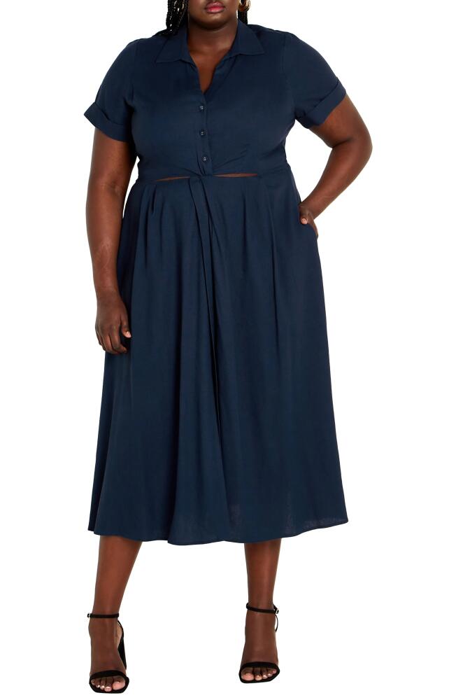 City Chic Malia Midi Shirtdress in Navy Cover