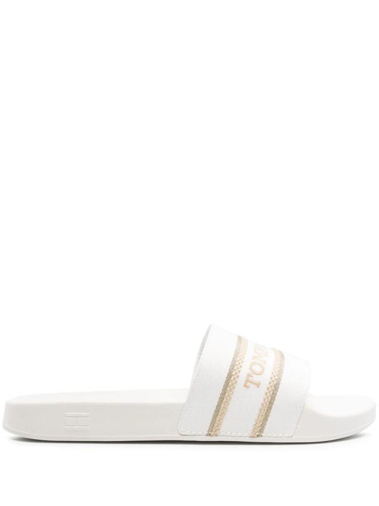 Tommy Hilfiger logo-jacquard flat slides - White Cover