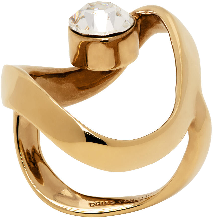 Dries Van Noten Gold Waved Jewel Ring Cover