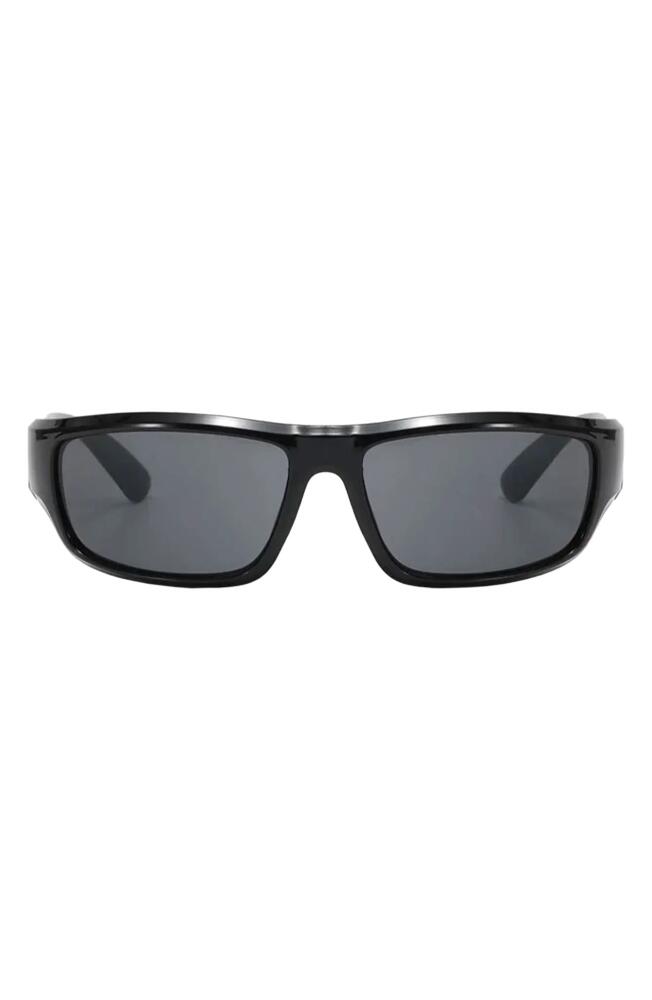 Fifth & Ninth Remi Sporty 61mm Polarized Rectangular Sunglasses in Black/Black Cover