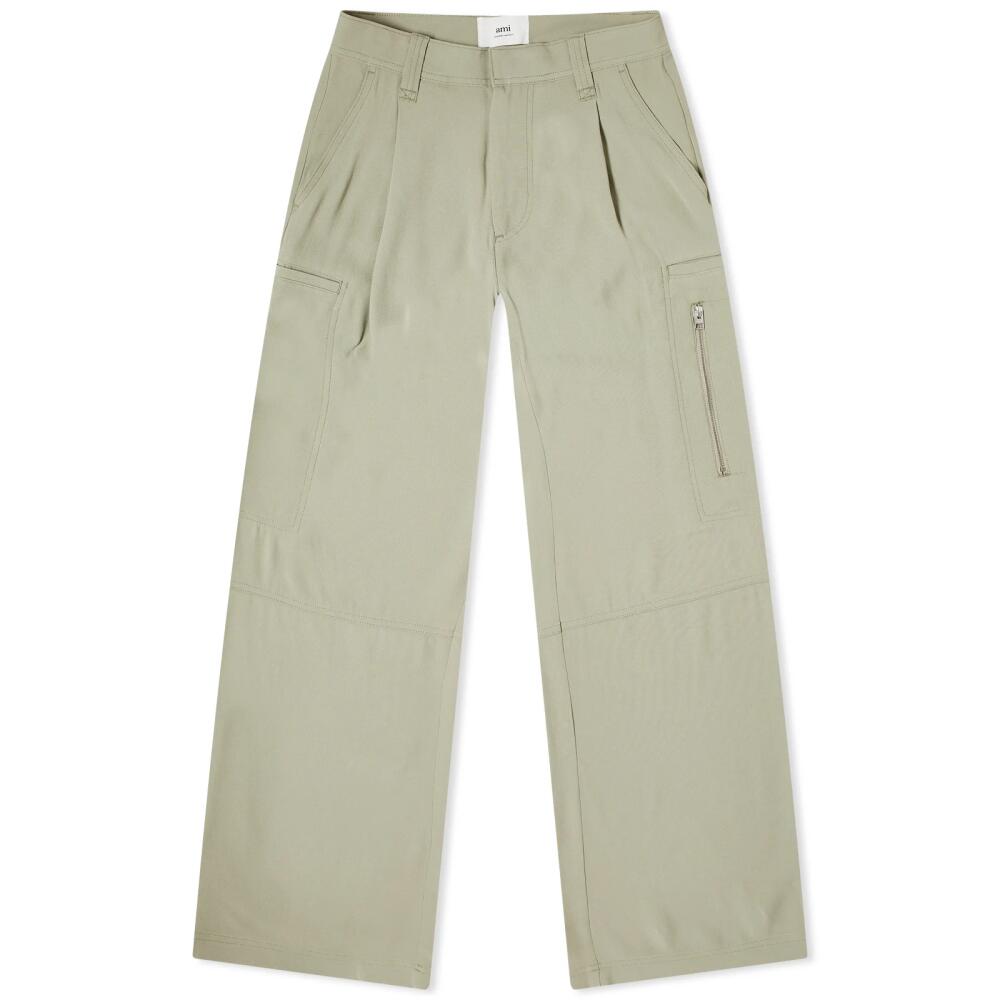 AMI Paris Women's Cargo Trousers in Sage Cover